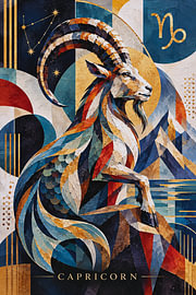 Capricorn Horoscope Painting – Zodiac Wall Ar by Gallery Hoppenbrouwers