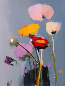 Buntes Stillleben mit Blumen