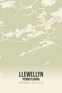 Vintage landkaart van Llewellyn (Pennsylvania), USA. van Rezona