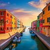 Blick auf die Insel Burano bei Sonnenuntergang. Venedig von Stefano Orazzini
