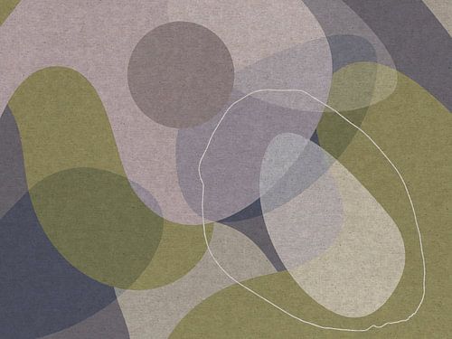 Moderne abstracte organische vormen in pastelgroen, beige, paars