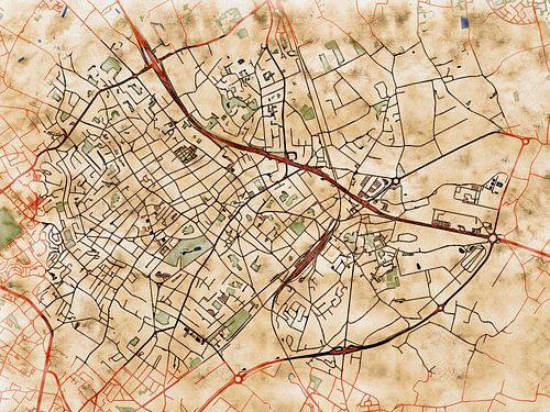 Kaart van Moeskroen in de stijl 'Serene Summer'