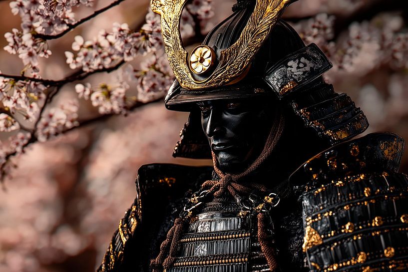 Samurai armour under flowering branches by Poster Art Shop