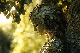 schilderachtig magisch fantasie bos met engel