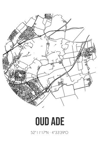 Oud Ade (Zuid-Holland) | Landkaart | Zwart-wit