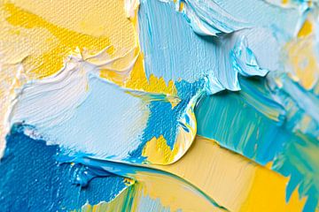 Peinture acrylique colorée en bleu et jaune sur Poster Art Shop