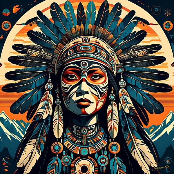 Modern Native American Art 3 van Johannas Art Creations