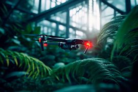 Drones volants dans une serre verte sur Poster Art Shop