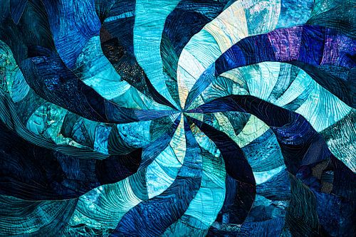Spirale abstraite bleue sur toile