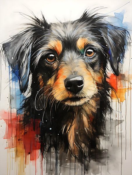 Hond sketch schilderij van PixelPrestige