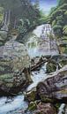 bossen, schilderijen,  Waterval, landscape. Wasserfall, Landschaft. Cascade, paysage. by sandra de jong thumbnail