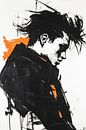 Head study in black and white with orange by Poster Art Shop thumbnail