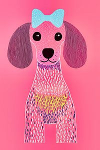 Caniche Pop Art rose
