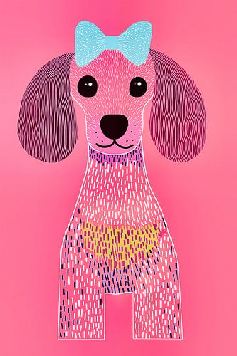 Roze pop-art poedel