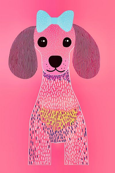 Roze pop-art poedel van Frank Daske | Foto & Design
