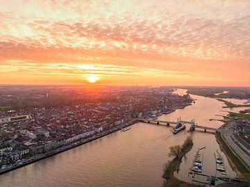 Kampen at the river IJssel during a springtime sunset by Sjoerd van der Wal Photography
