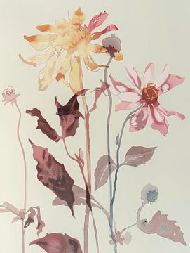 Field flowers in pastel colours by Japandi Art Studio