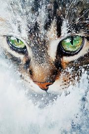 Cat face in the snow by Poster Art Shop