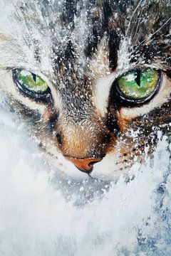 Kattengezicht in de sneeuw van Poster Art Shop