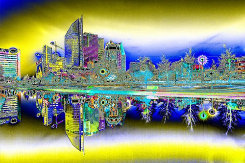 skyline Den Haag digital art van Elroy Spelbos Fotografie