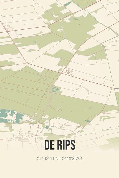 Alte Karte von De Rips (Nordbrabant) von Ortsdrucke