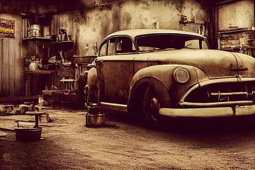 oude auto in de garage, illustratie van Animaflora PicsStock