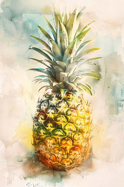 Farbenfrohe Ananas: Aquarell-Inspiration von Poster Art Shop
