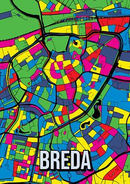 Breda Brabant Pop Art Kleurrijk stadsplan van Jorn van Hezik
