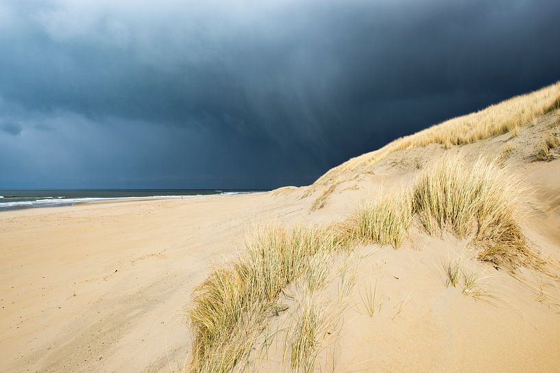 Sturmwolken über dem Strand von Texel von Sjoerd van der Wal Fotografie