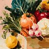 Nature morte colorée de légumes dans une caisse en bois sur Gypsy Galleria