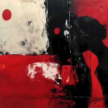Abstract in rood, wit en zwart