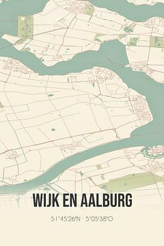 Vintage landkaart van Wijk en Aalburg (Noord-Brabant) van Rezona
