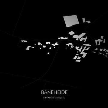 Zwart-witte landkaart van Baneheide, Limburg. van Rezona