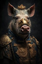 Portrait of the king of pig country by Digitale Schilderijen