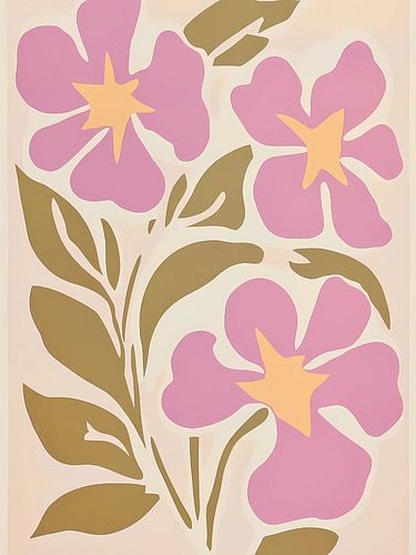 Soft Pastel Pink Green Botanical Flowers