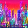 Kleurrijk futuristisch stadsgezicht 3 van Leo Luijten