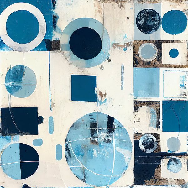 Tiefblaue runde Muster und beigefarbene Quadrate von Color Square