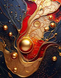 Goud en rood met patroon