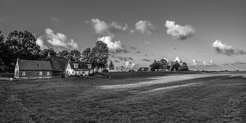 Avondlicht over huizen van Laaxum in Friesland