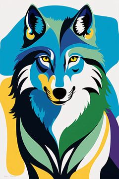 Kleurrijke Pop Art Wolf van Imperial Art House