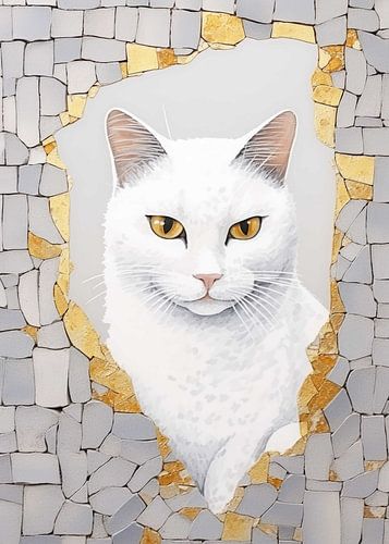 Décor abstrait chat or