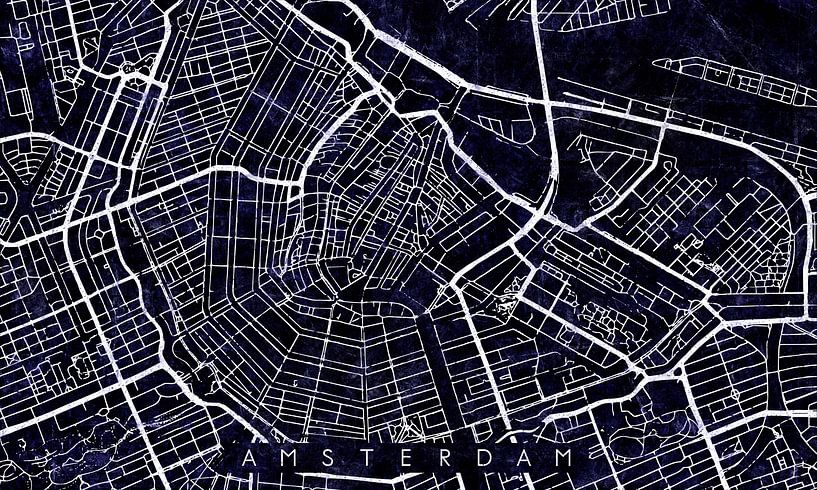 Amsterdam Stadskern Stratenplan Zwart/Paars by Maarten Knops