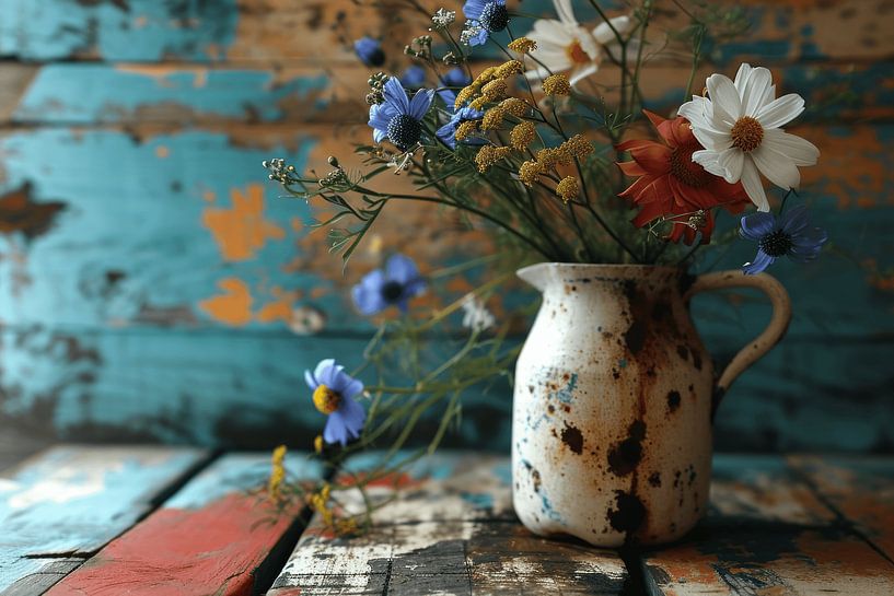 Colourful and modern still life with flowers by Studio Allee