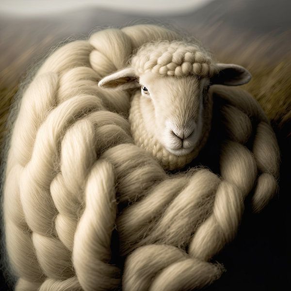 Sheep portrait in winter by Vlindertuin-Art