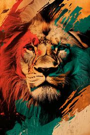 Künstlerisches Löwenporträt in Farbe von Poster Art Shop