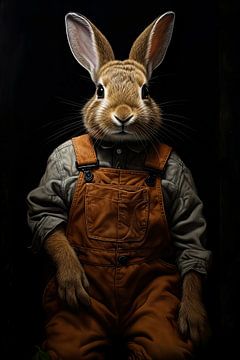 Rabbit in dungarees by Wall Wonder