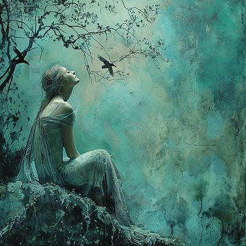 Serenity in Azure - A Female's emotion van Karina Brouwer