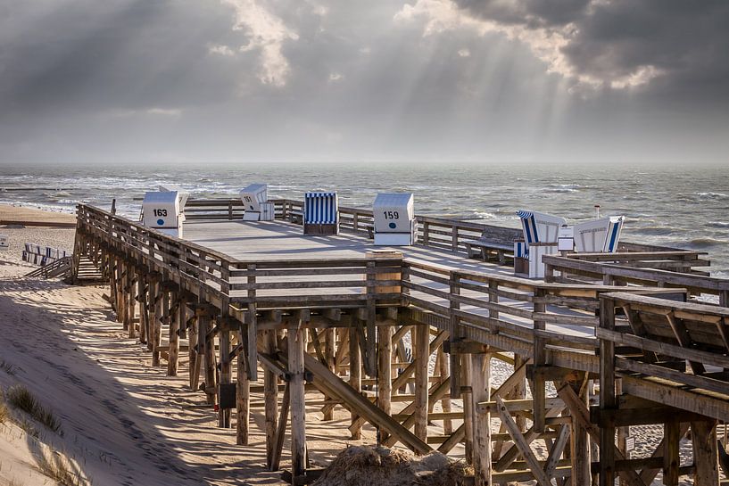 Laatste zonnestralen op het strand van Kampen, Sylt van Christian Müringer