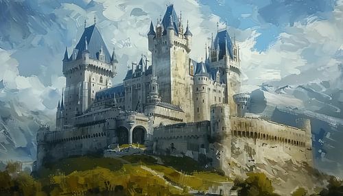 Château peinture à l'huile panorama