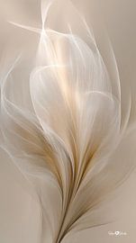 blanc et or - fleurs et plumes sur Gelissen Artworks